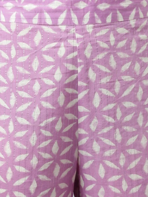 FIORRA Women's Lavender Lurex Cotton Flared Kurta Pant With Dupatta | Grocsy