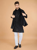 Vastranavya Black Exclusive Festival Wear Viscose Silk Thread with Sequence Embroidered Work Kurta with Dupatta | Grocsy