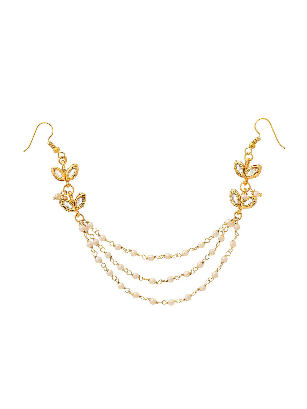 Ruby Raang Gold Kundan and Pearl Hair Jewelry | Grocsy