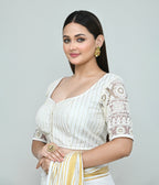 Joban Fashion Women's White Embroidered Stitched Blouse | Grocsy