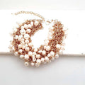 Bling Accessories Cluster Pearl Bracelet with Baroque Pearls in Rose Gold Finish | Grocsy