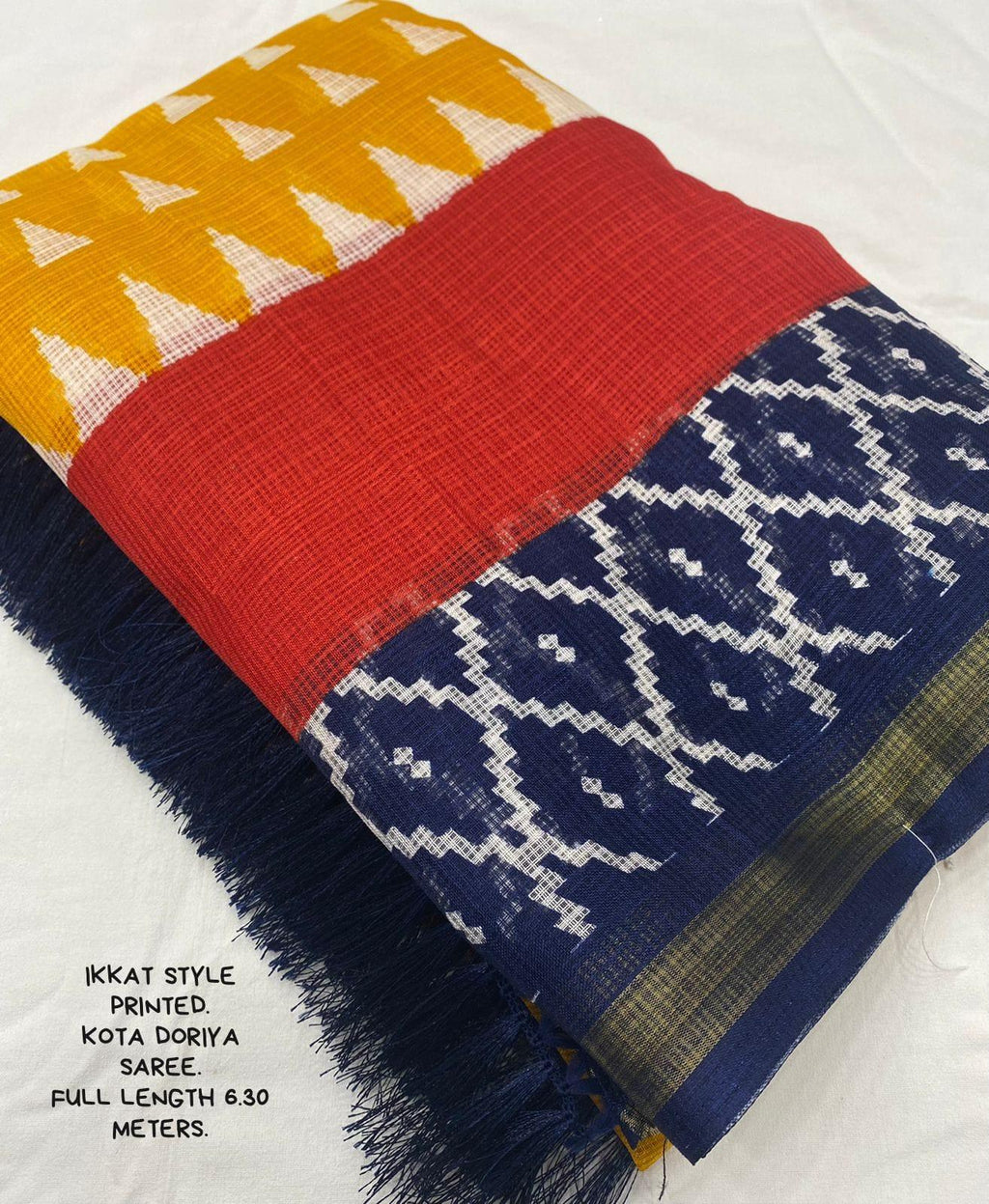 Yellow Polycotton Ethnic Motifs Saree with Unstitched Blouse - A2M | Grocsy
