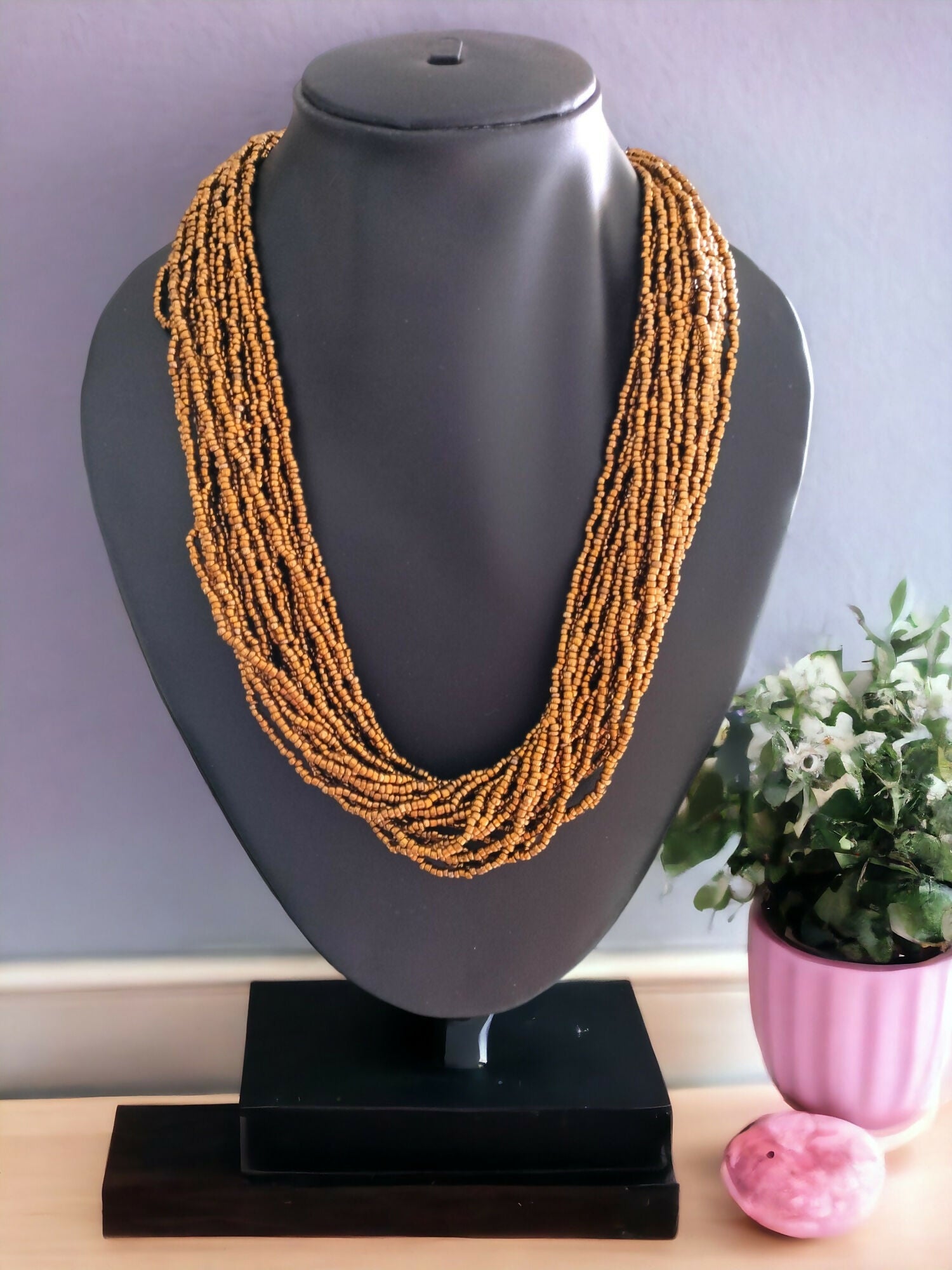 Inhanns Handmade Beaded Multilayer Necklace, 20 Layers - Gold | Grocsy