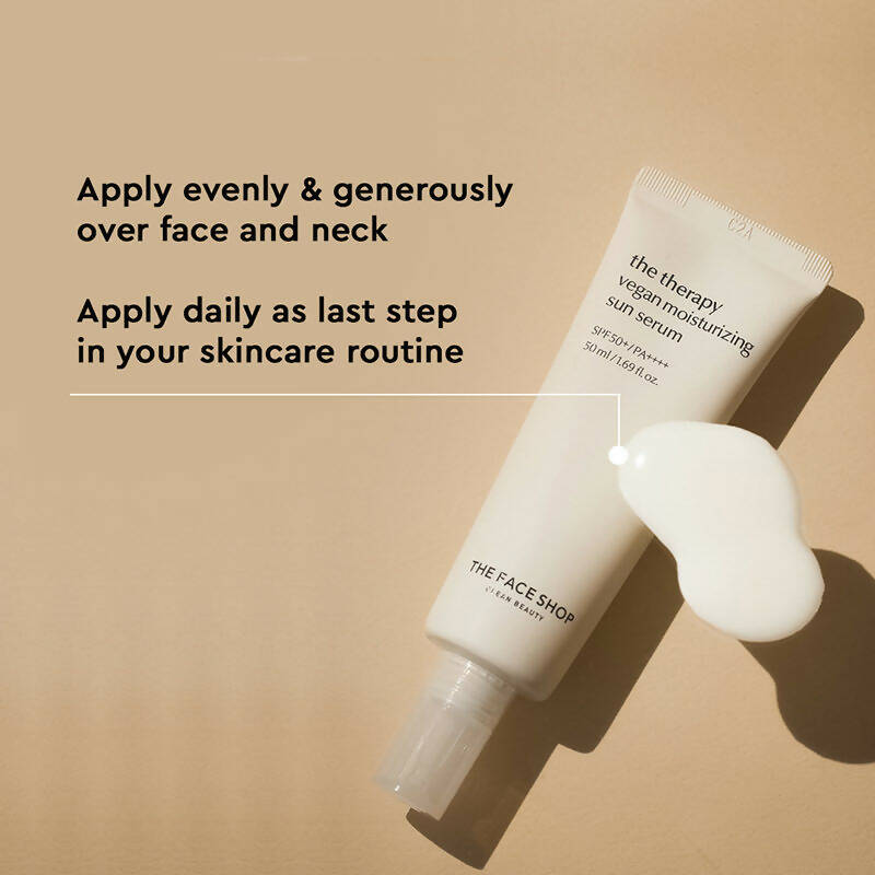 The Face Shop The Therapy Vegan Moisturizing Sun Serum SPF 50+ - Korean Skincare | Grocsy