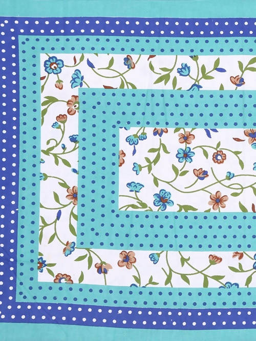 Vamika Printed Cotton Latest Sea Green Bedsheet With Pillow Covers (LEOC_BIND_SG) | Grocsy