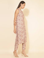 Janasya Women's Beige Moss Digital Floral Printed Casual Straight Co-ords | Grocsy