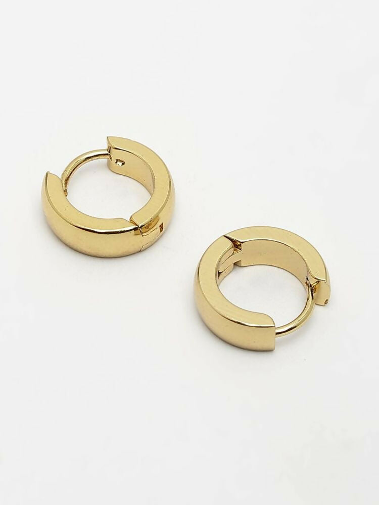 NVR Men's Gold Plated Hoop Earrings | Grocsy