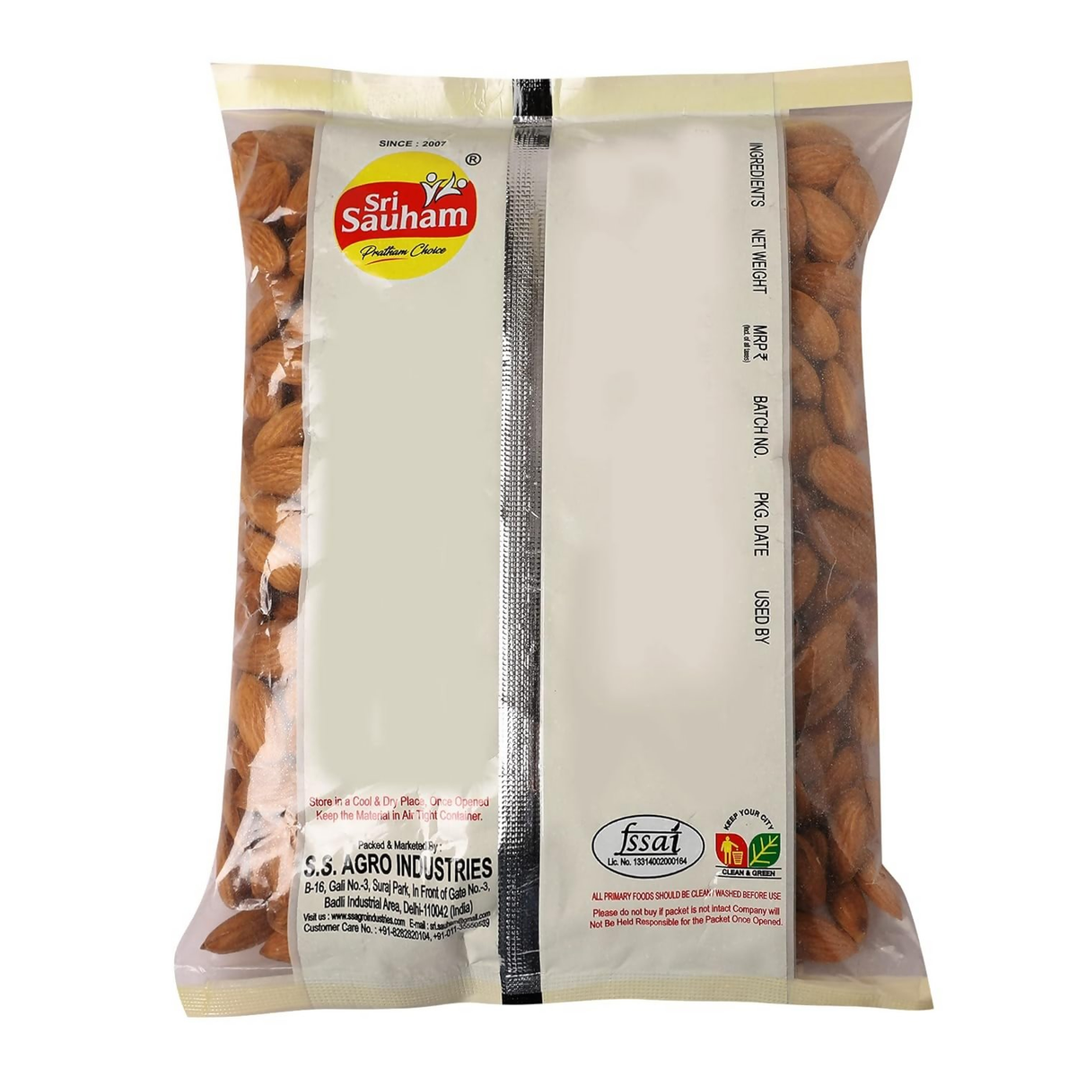Sri Sauham Premium Fresh Almonds Badam Giri Dry Fruits | Grocsy
