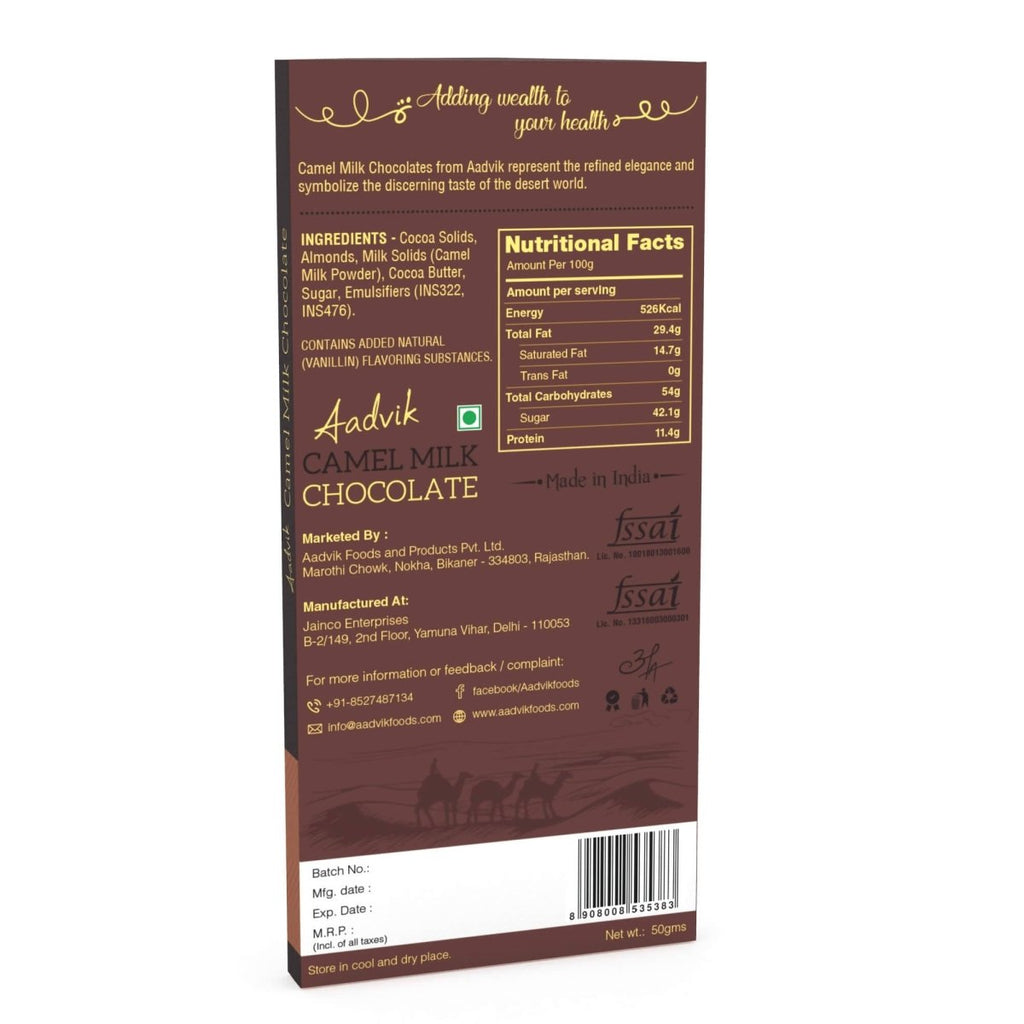 Aadvik Camel Milk Chocolates With Almonds | Grocsy