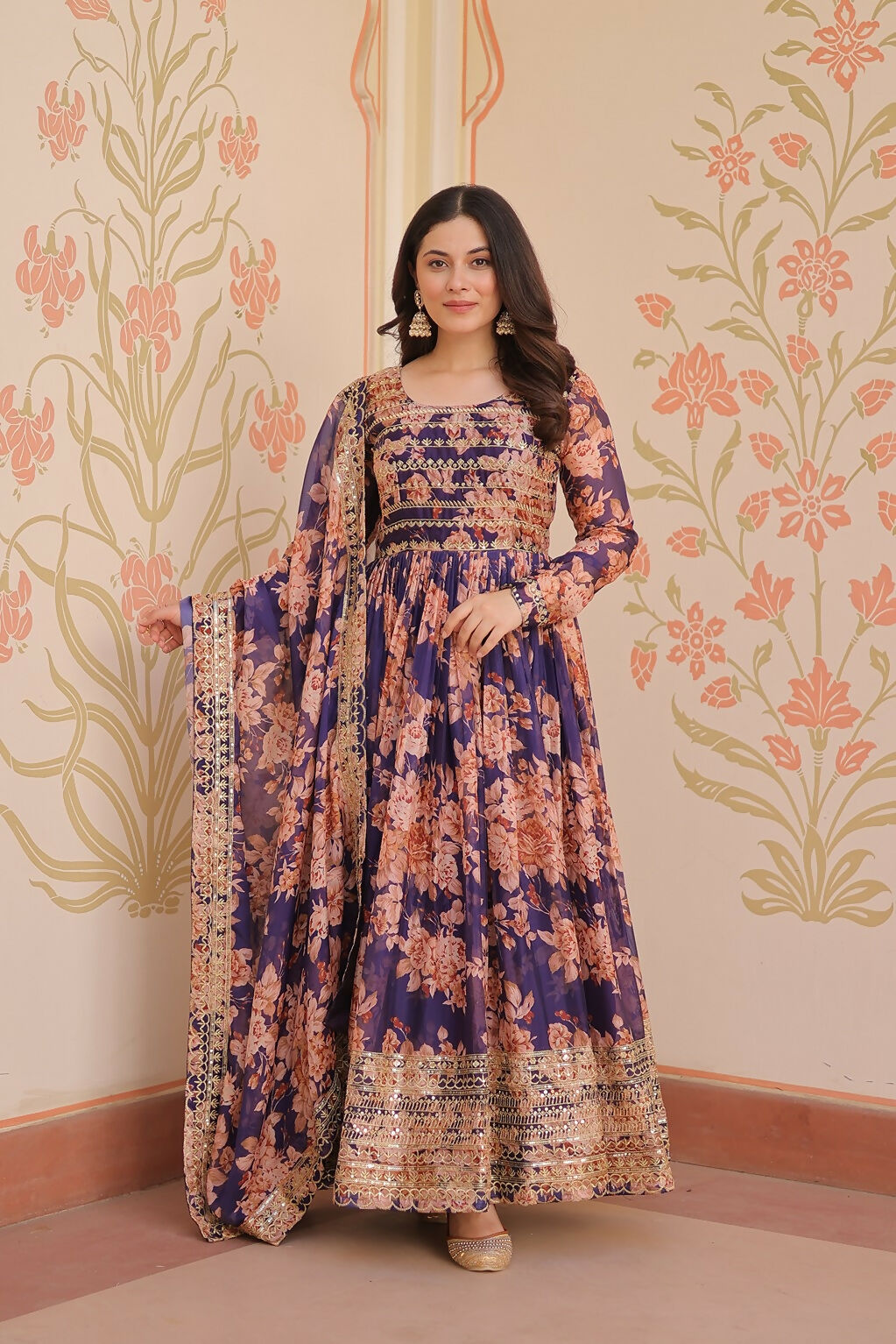 Joban Fashion Purple Silk Sequence Embroidery Work Kurta Set | Grocsy