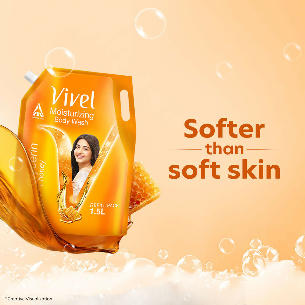 Vivel Moisturizing Body Wash Glycerin & Honey Shower Gel Supersaver XL Refill Pouch | Grocsy