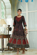 Juniper Black Georgette Festive Printed Anarkali Flared Anarkali Kurta For Women | Grocsy