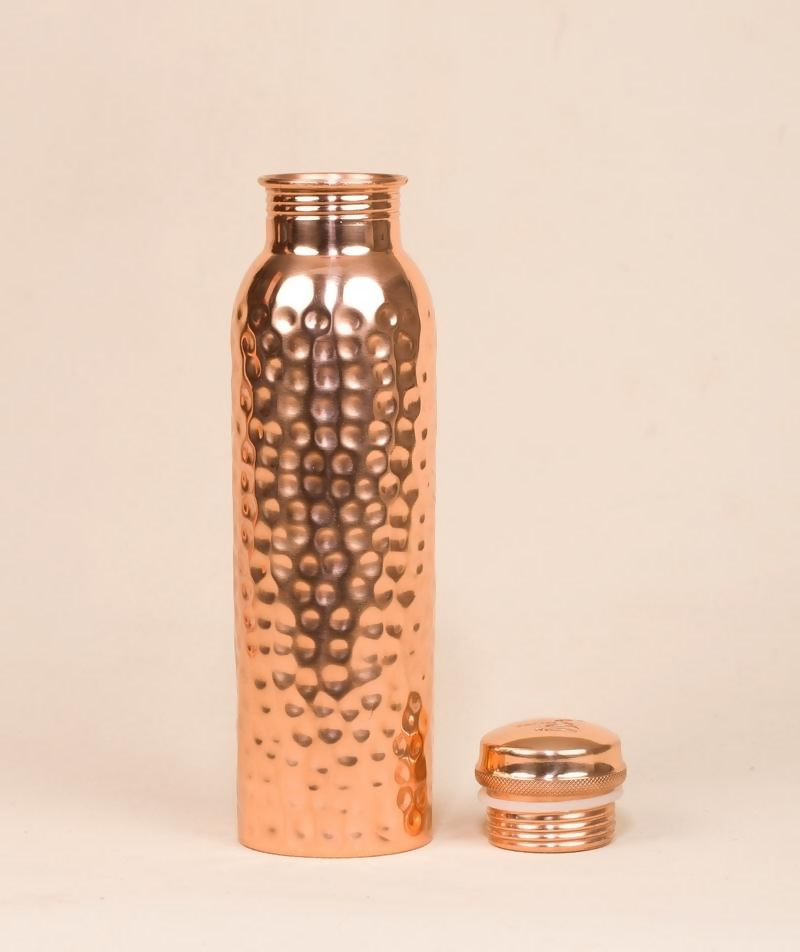 Isha Life Hammered Copper Water Bottle - 950 ml | Grocsy