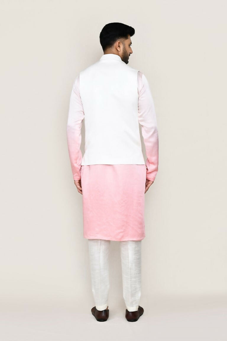 Joban Fashion White Colored Cotton Satin Work Men's Jacket | Grocsy