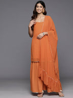 Ahalyaa Women's Traditional wear Kurta Set - Orange | Grocsy