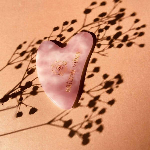Natural Vibes Rose Quartz Gua Sha with Free Gold Beauty Elixir Oil | Grocsy