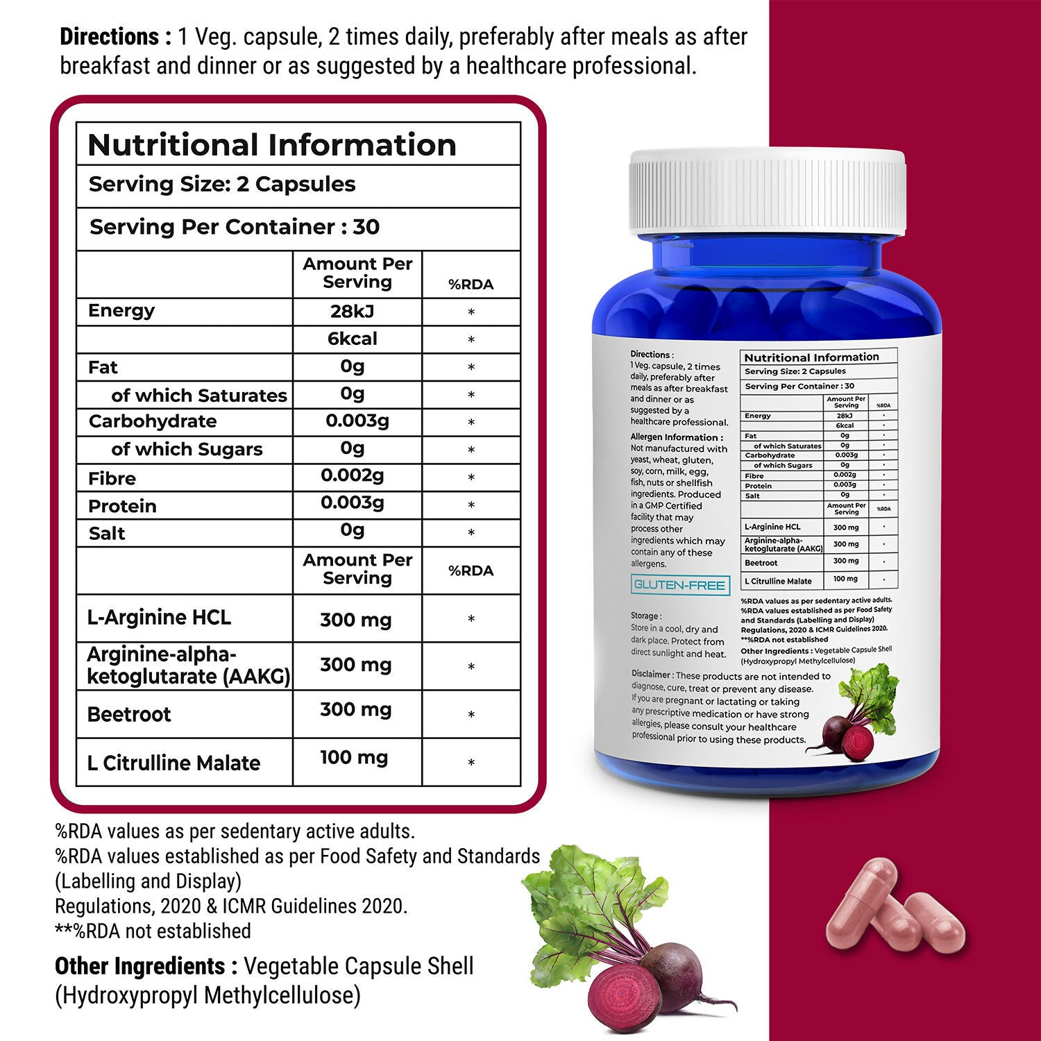 Biovitalia Organics Nitric Oxide Capsule L-Arginine | Grocsy