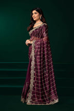 Joban Fashion Purple Net Party Wear Sarees | Grocsy
