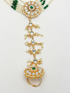 NVR Women's Green Gold-Polished Stone Studded Handcrafted Ring Bracelet | Grocsy