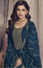 Vastranavya Nidhi Shah Blue Art Silk Embroidered Anarkali Suit | Grocsy