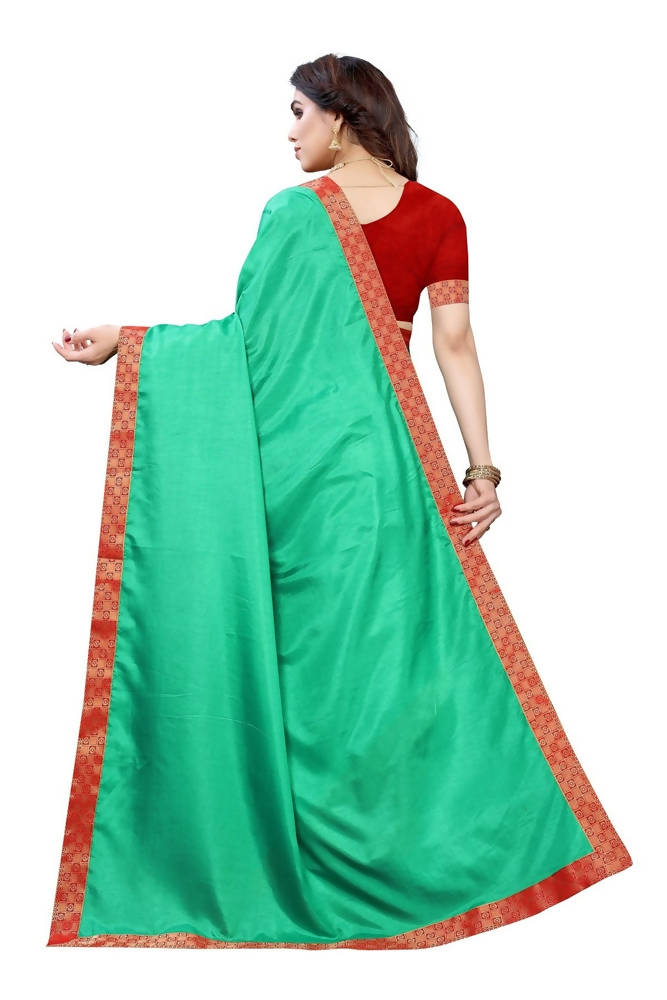 Vamika Rama Green Dola Silk Border Saree (Kirti Rama) | Grocsy