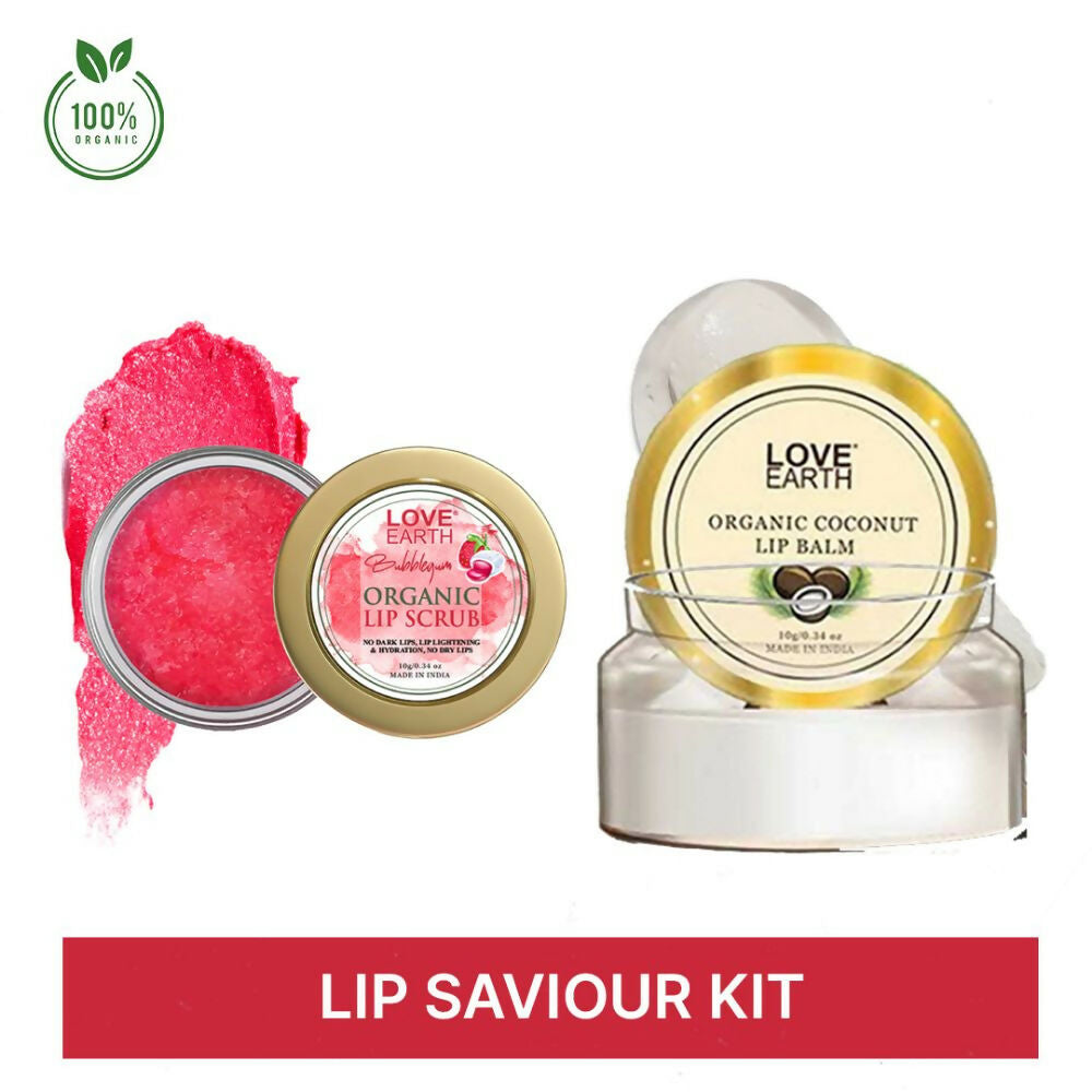 Love Earth Lip Saviour Kit for Skin Hydration & Moisturization, Chapped Lips With Bees Wax And Cocoa Butter | Grocsy