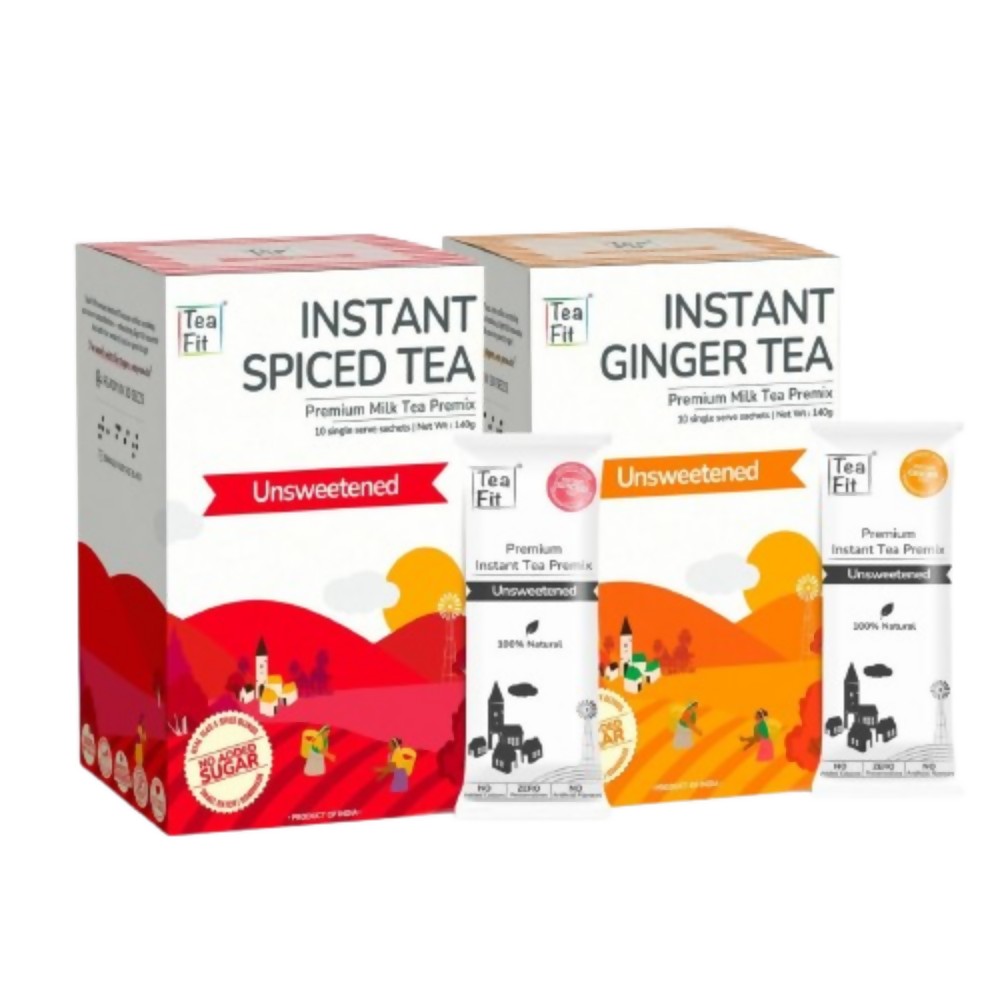 TeaFit Premium Zero Sugar Instant Tea Premix - Masala & Ginger | Grocsy
