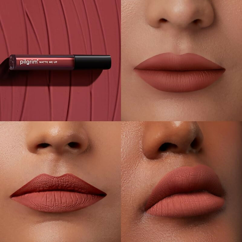 Pilgrim Liquid Matte Lipstick with Hyaluronic Acid - Saucy Coral | Grocsy