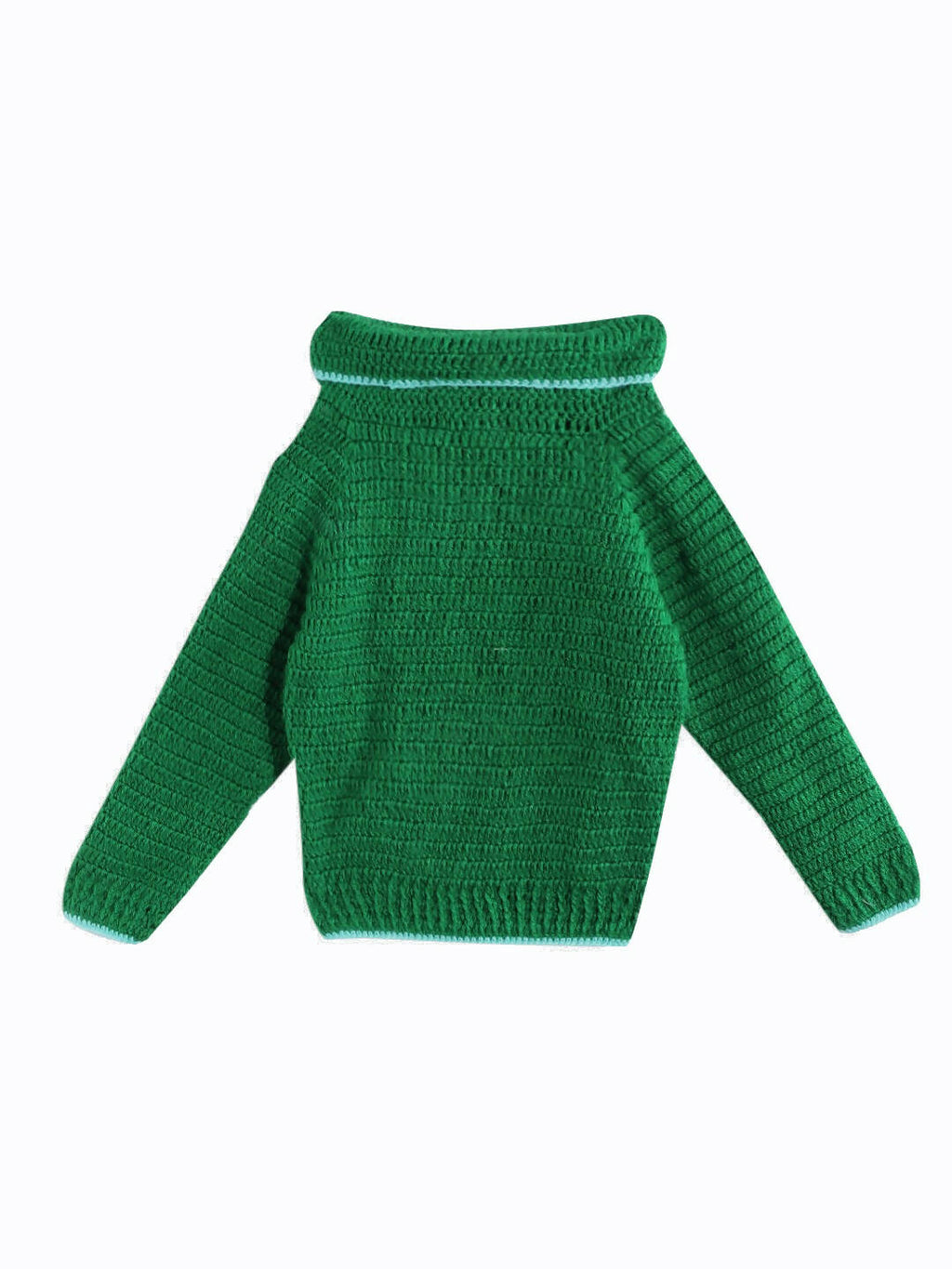 Chutput Kids Woollen Hand Knitted Full Sleeves Kangaroo Detail Cardigan For Baby Boys - Green | Grocsy