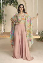 Anaita Pink Chinon Readymade Shrug Suit with Embroidery Sequence Work | Grocsy