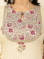 Aramya Yellow Soft Cotton Floral Straight Kurta for Women | Grocsy