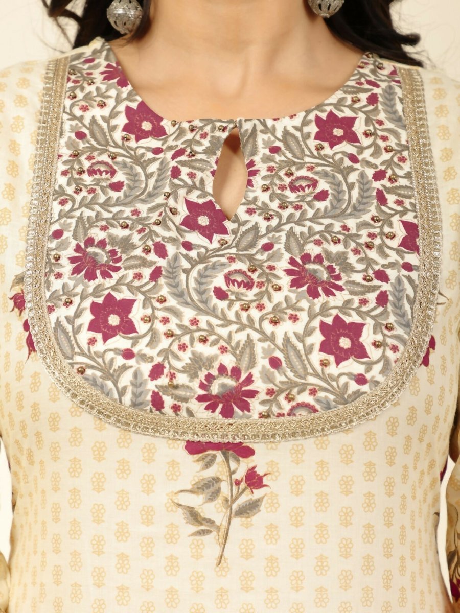 Aramya Yellow Soft Cotton Floral Straight Kurta for Women | Grocsy