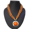 MS Fashion India Latest Traditional Orange Color Beaded Necklace For Women | Grocsy