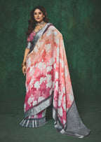 Joban Fashion Dola Silk With Zari Border Shaded Multi Color Work Saree | Grocsy