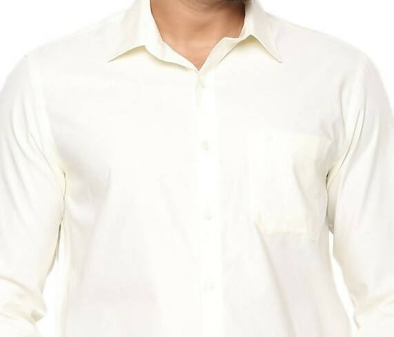 Ramraj Cotton Mens Poly Cotton Cream Colour Full Sleeve Shirt | Grocsy