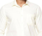 Ramraj Cotton Mens Poly Cotton Cream Colour Full Sleeve Shirt | Grocsy