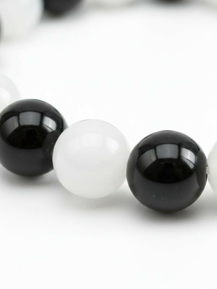 NVR Black & White Beaded Bracelet for Men & Women | Grocsy
