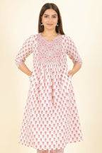 Aramya White Soft Cotton Floral Panelled Kurta for Women | Grocsy