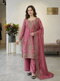Teeya Creation Pink Color Gimmychu Silk Embroidery Work Wedding Wear Salwar Suit | Grocsy