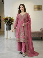 Teeya Creation Pink Color Gimmychu Silk Embroidery Work Wedding Wear Salwar Suit | Grocsy
