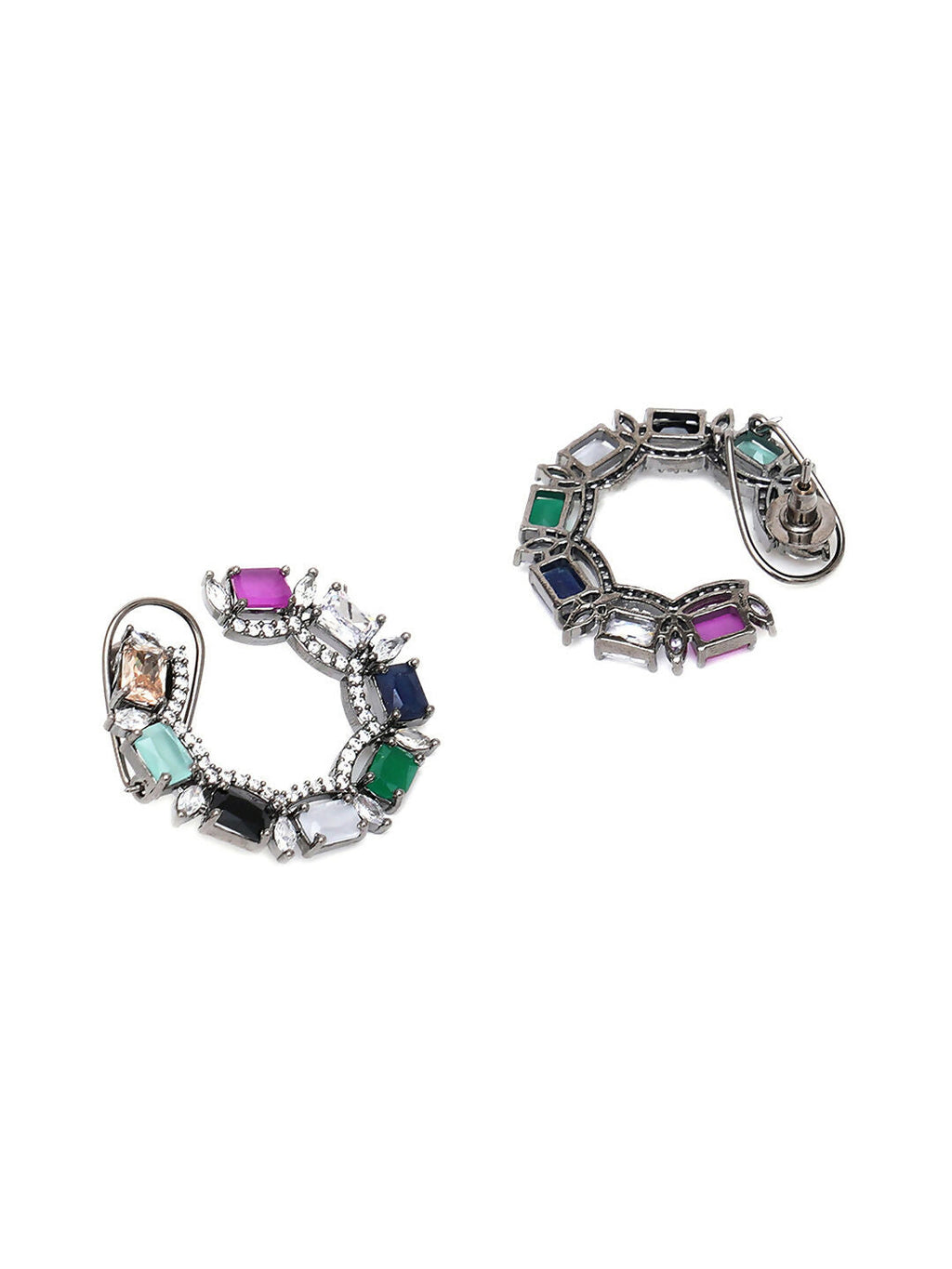 Multi Silver Stud Earrings- Ruby Raang | Grocsy