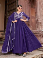Joban Fashion Purple Readymade Kurta Set With Sequence embroidery Work | Grocsy