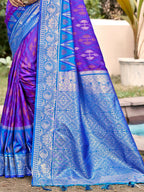 Shree Shyam Fashion Purple Pochampally Silk Saree | Grocsy