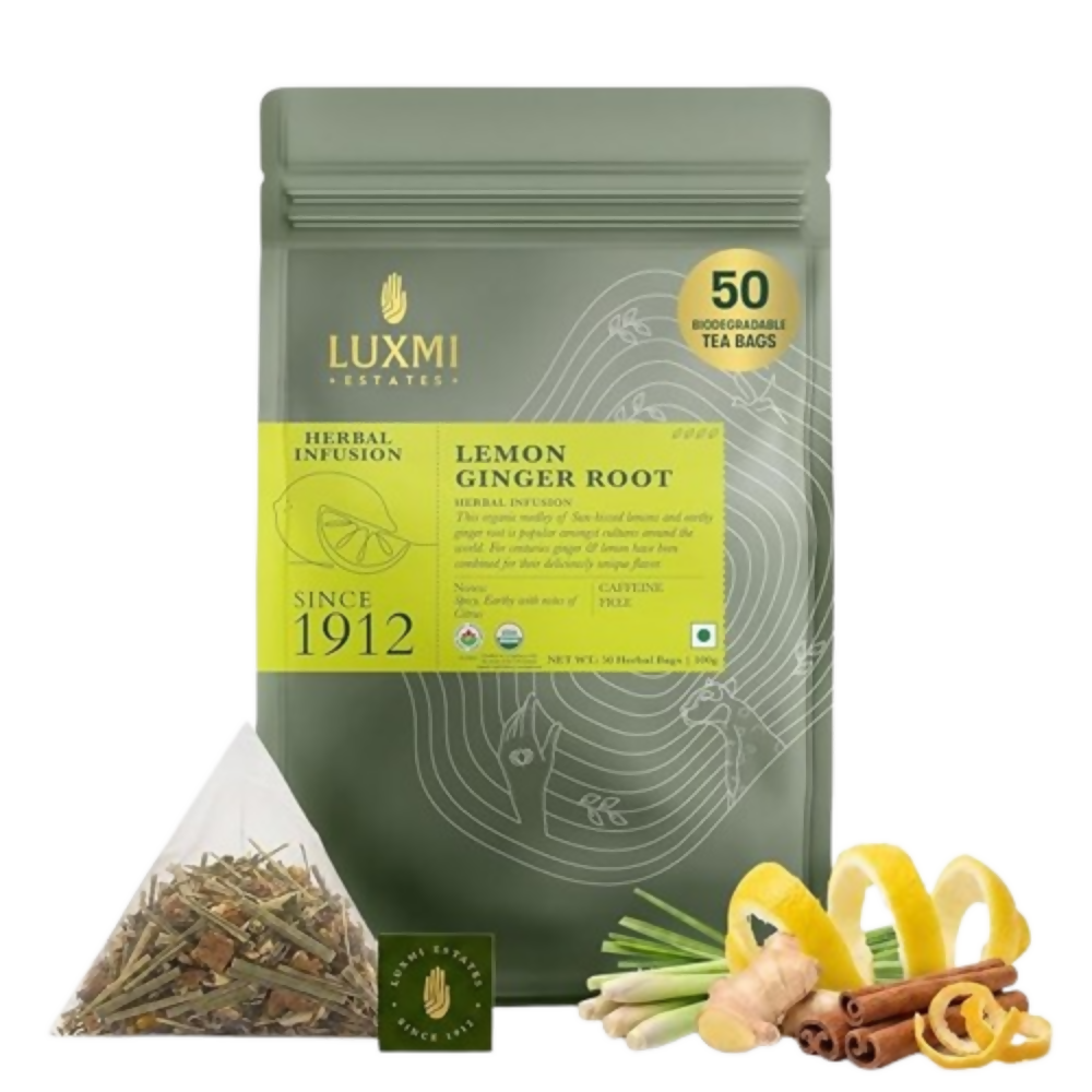 Luxmi Estates Lemon Ginger Herbal Tea | Grocsy