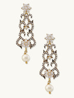 Nuyug 22K Gold-Plated Cubic Zirconia Studded & Pearl Beaded Necklace Set | Grocsy