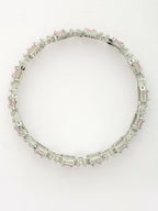 NVR Women's Set of 2 Silver-Plated Pink AD-Studded Bangles | Grocsy