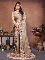 Teeya Creation New Trendy Party Wear Soft Silk Saree-Brown | Grocsy