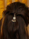 Ruby Raang Hair Brooch With Flower Kundan Pearl | Grocsy