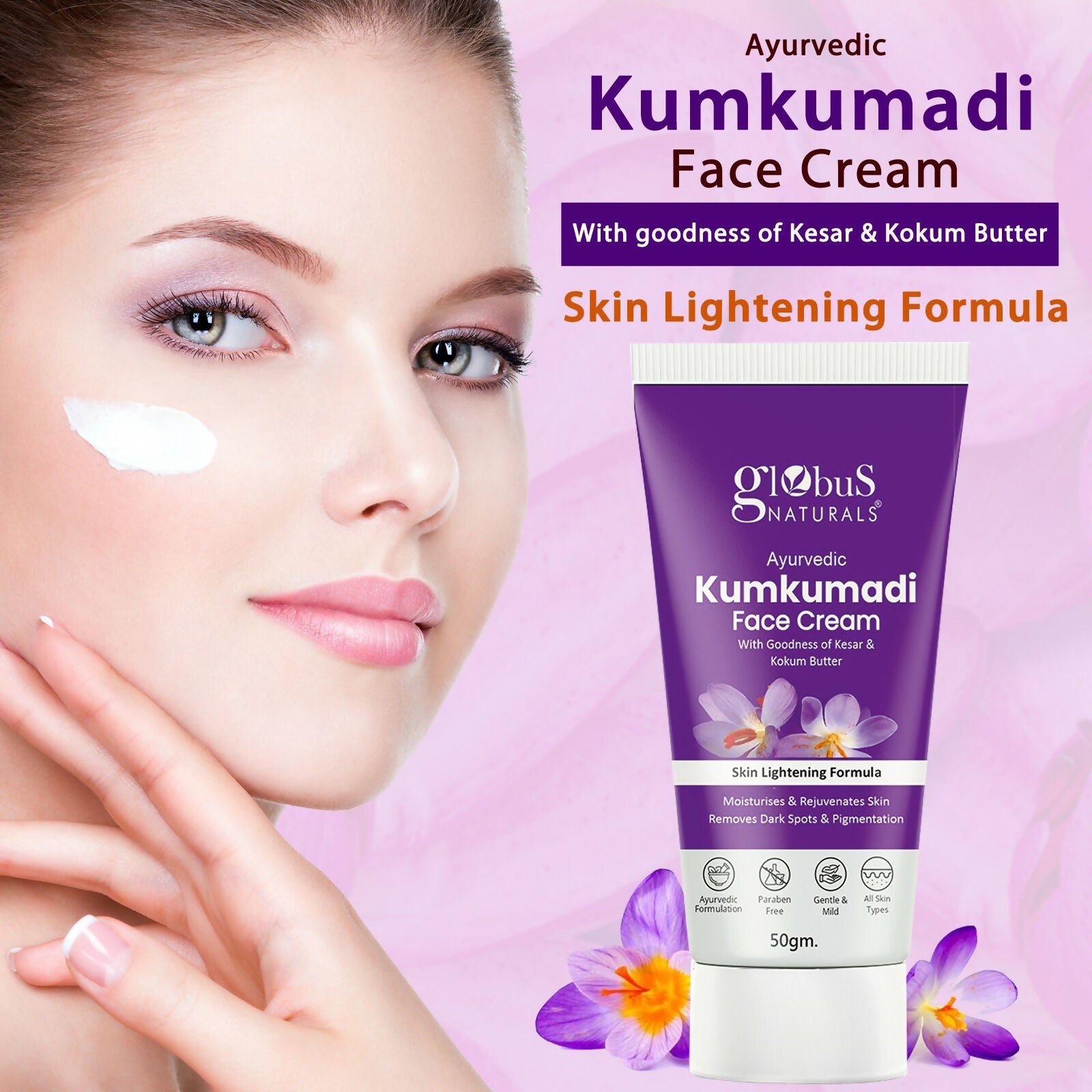 Globus Naturals Ayurvedic Kumkumadi Skin Lightening Face Cream | Grocsy