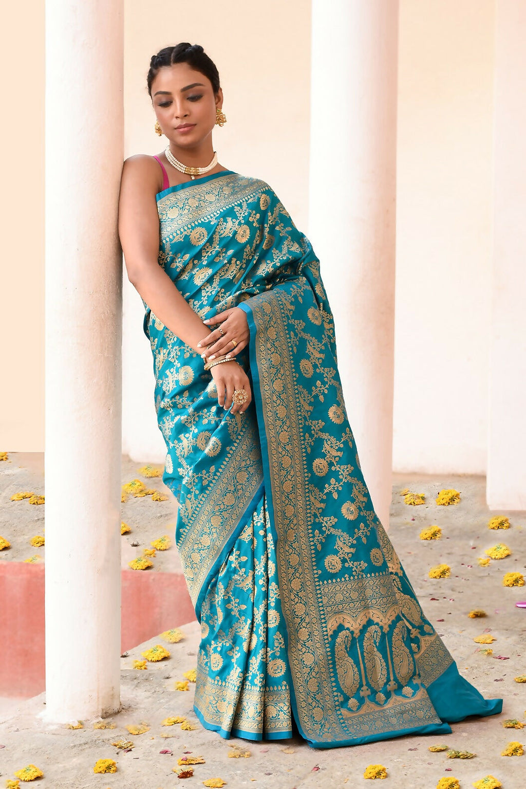 Joban Fashion Aqua Soft Pure Handloom Banarasi Silk Saree | Grocsy